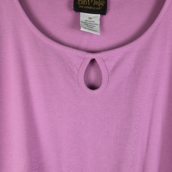 Bob Mackie Wearable Art Cotton Pink Floral Embroidered Tunic Top Plus Size 3X - Picture 2 of 13